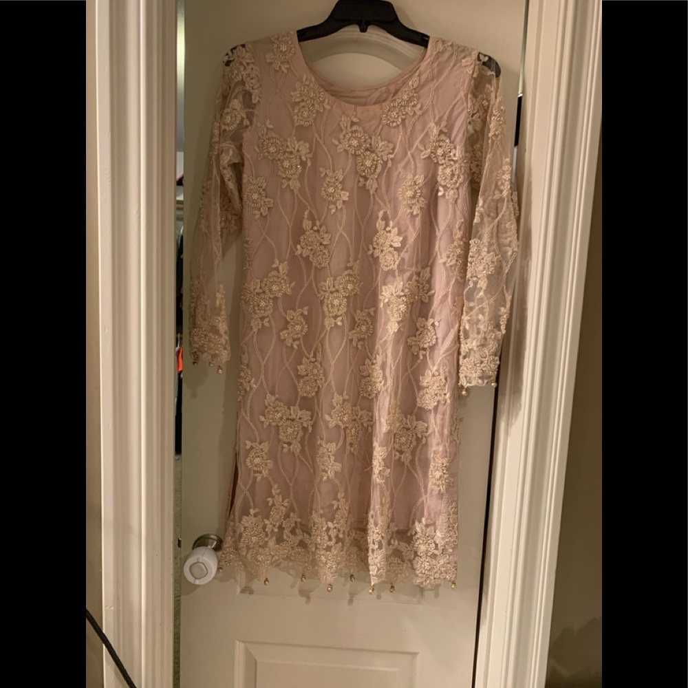 Fancy embroidered net shirt with trouser..